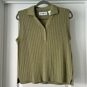 White Stag Vintage Green Ribbed Collared Tank